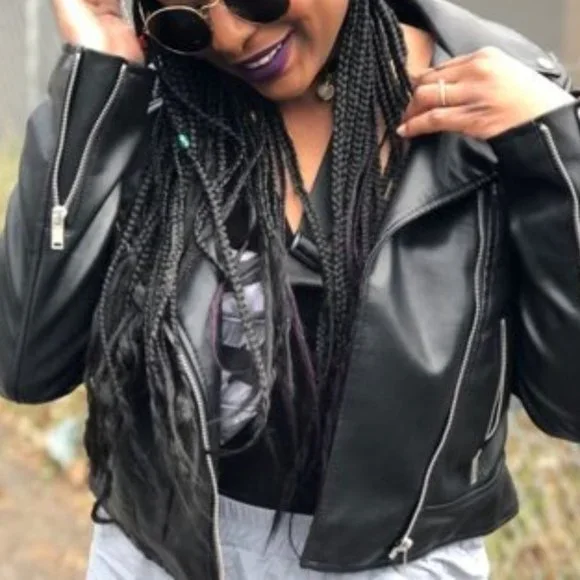 Modern Faux Leather Jacket - black - Picture 14 of 14